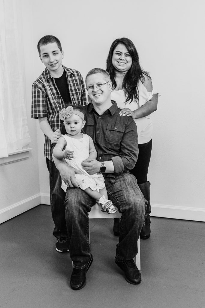 Black and White Family Portrait in Milton Portrait Photography Studio