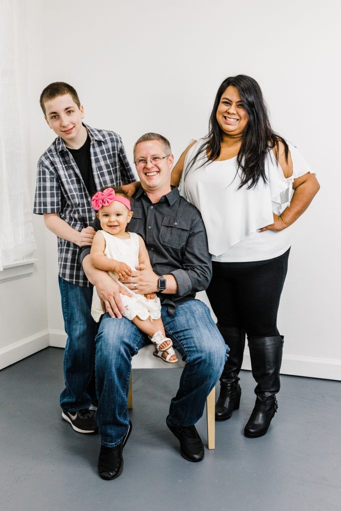 Black and White Family Portrait in Milton Portrait Photography Studio